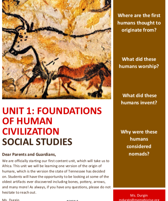 6th Social Studies, Unit 1 Newsletter